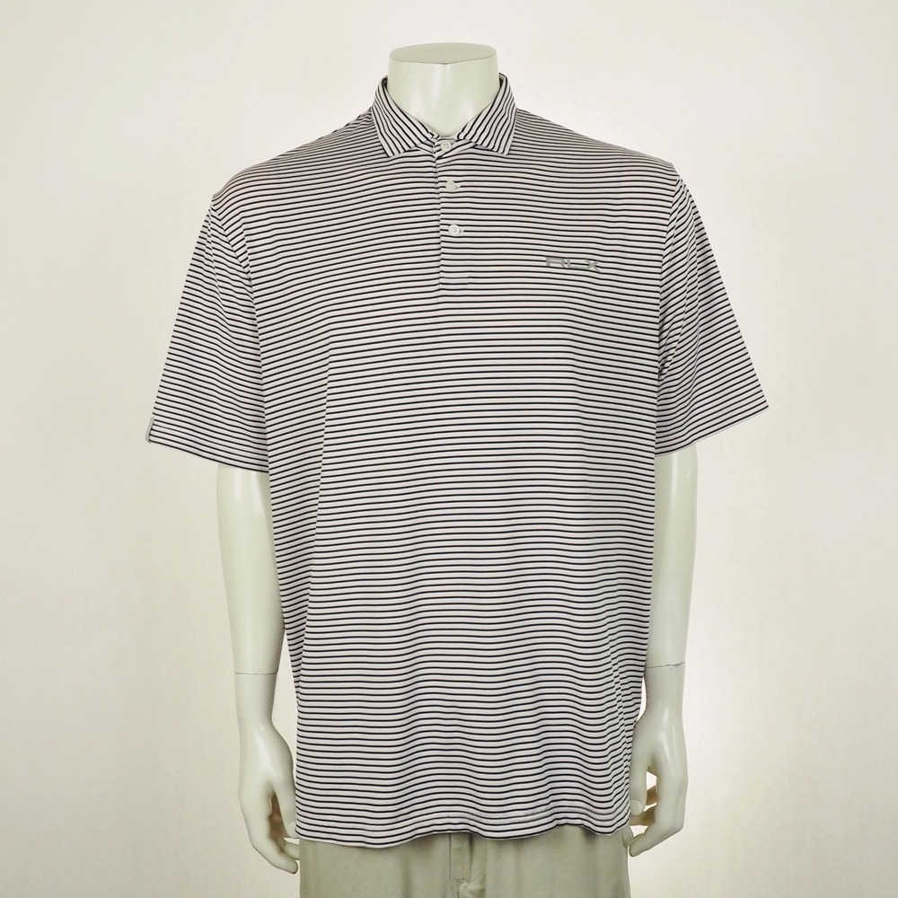 RLX Ralph Lauren Golf Polo Shirt Mens XL Pink Striped Casual Performance Blend